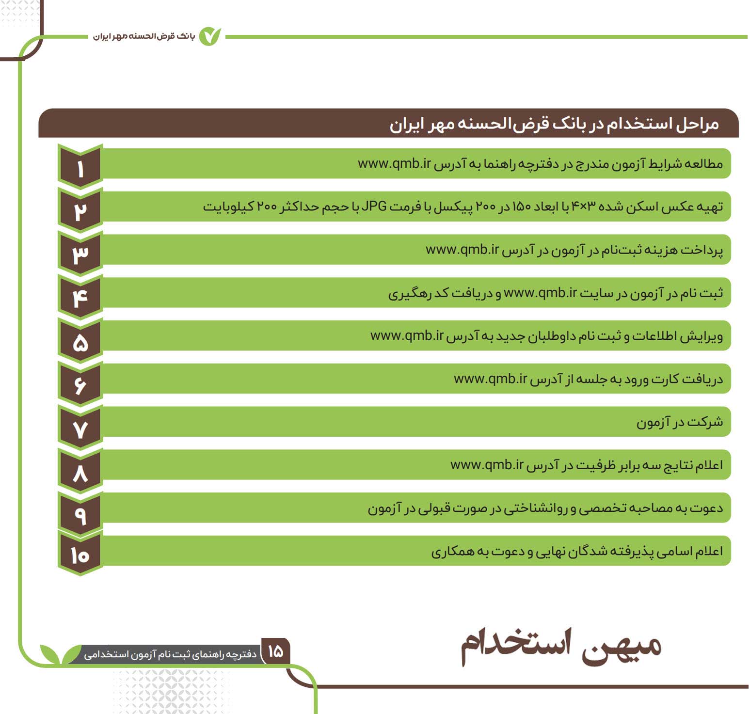 مراحل استخدام بانک قرض الحسنه مهر ایران